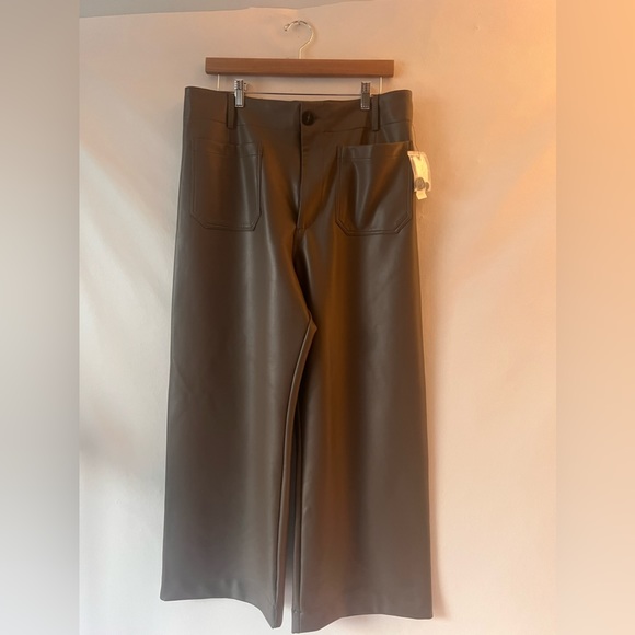 Anthropologie The Colette Cropped Wide-Leg Faux Leather Pants - Picture 10 of 11